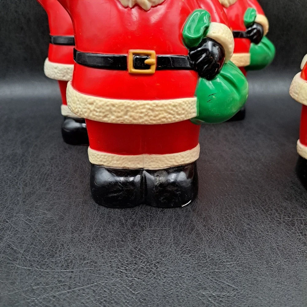 Vintage Plastic Santa Claus Figurines Set of 5 Christmas Blow Mold Style 6 inch‎